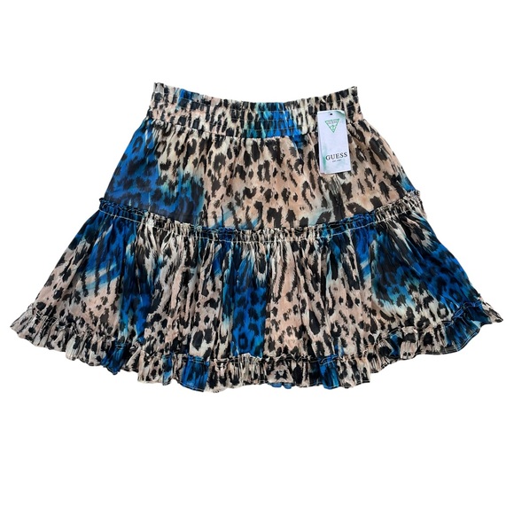 Guess Dresses & Skirts - Guess Women’s Sz Small Dripping Animalier Blue Combo Cheetah Karinda Skirt Skort